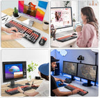 Wireless Keyboard and Mouse Combo, 104 Round Keys Cute Colorful Keyboard and Mouse with Retro Typewriter for PC/Mac/Laptop/Tablet/Computer/Windows Black Red