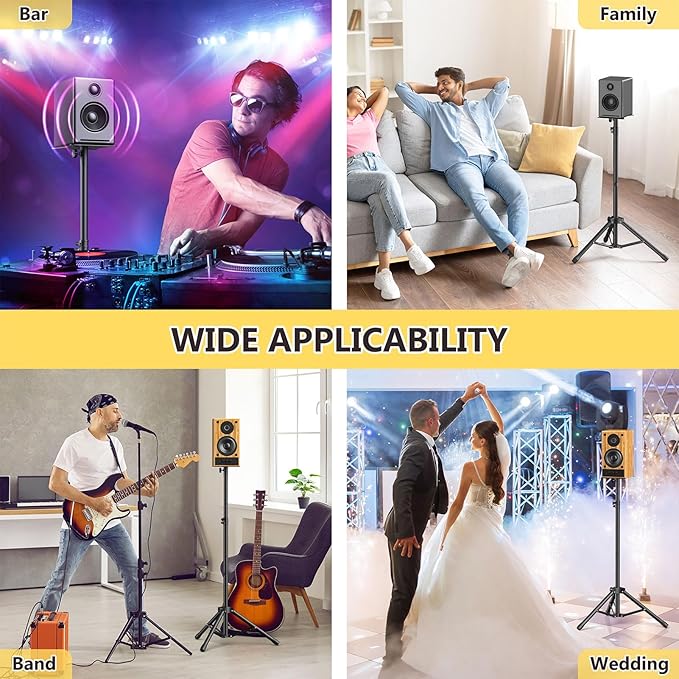 Tripod Speaker Stands with Carry Bag, Foldable for Storage, Ideal for DJ PA, Adjustable Height 35.62" to 47.24"