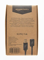 Amazon Basics USB-A 3.0 Extension Cable, 4.8Gbps High-Speed, Male to Female Gold-Plated Connectors, 3.3 Foot, Black