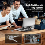 AboveTEK Laptop Locking Station, Premium Aluminum MacBook Security Lock with High-Security Copper Cylinder, Anti-Theft Computer Lock for All 11"-17" No-Slot Notebooks, Non-Slip Base for Public Spaces