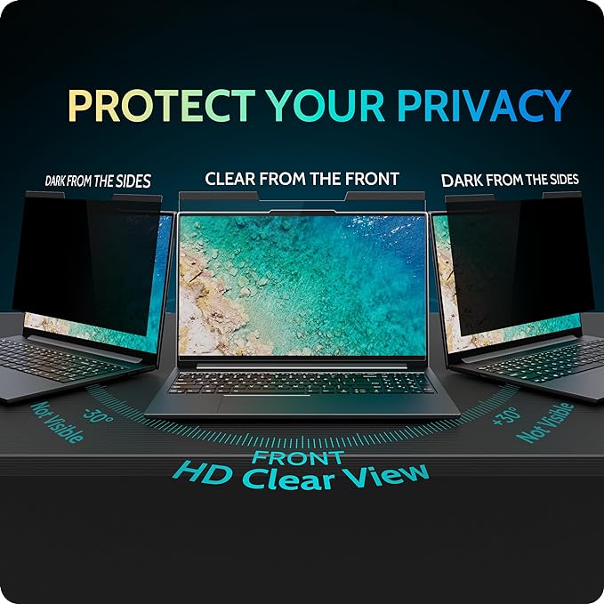 Magnetic Laptop Privacy Screen 14 inch for 16:9 Computer Monitor, 14" Removable Anti Glare Protector Blue Light Filter Shield Compatible with Lenovo Hp Dell Acer Asus Thinkpad Envy Xps