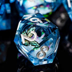 Butterfly DND Dice Colorful Blue Liquid Core Dice Set with Metal Box, Handmade Sharp Edge D and D Polyhedral Dice for use with D&D Role Playing Game, D20 D12 D10 D8 D6 ﻿