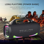 ZEALOT Bluetooth Speaker, 110W Peak(100W) Booming Sound Speakers Wireless, Dual Pairing, XBass, Bluetooth 5.3, 24000mAh Power Bank, Portable Outdoor Waterproof Speaker for Camping, Beach and Party