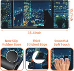 Mouse Pad Large Black Cat Non-Slip Gaming Desk Mat with Stitched Edge Laptop Keyboard Desk Pad for Work Home Gaming (35.4 x 15.7 Inches)