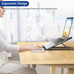 BESIGN LS01 Pro Ergonomic Laptop Stand, Plastic Laptop Riser, Portable and Adjustable Notebook Computer Holder Compatible with 10-14" Laptops (Black)