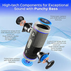 TREBLAB HD77 Bluetooth Speaker - Powerful 360° Sound with Impactful Bass, 30W Portable Wireless Audio, 20H Battery, IPX7 Waterproof, TWS Stereo, Shockproof Design for Outdoor, Beach, Pool, Jobsite