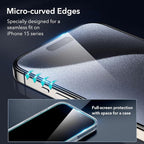 ESR 3+1 Pack for iPhone 15 Pro Screen Protector, 3 Black Edge Tempered-Glass Film and 1 Set Camera Lens Protector, 2.5D Curved Edges, Full-Coverage Military-Grade Protection, Scratch Resistant