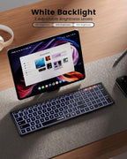 ProtoArc Backlit Foldable Keyboard, XK01 Plus Folding Portable Bluetooth Keyboard for Travel, True Full Size External Wireless Keyboards with Backlight for iPad Tablet Smartphone Laptop - Black