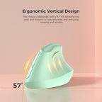 57° Ergonomic Wireless Tower Mouse, Vertical Quiet Ergo Mouse, Bluetooth(BT5.0,BT3.0)&2.4G, (800/1200/2400/2400/4000), 5 Buttons for Windows, macOS, iPadOS, Laptop, PC (Green)