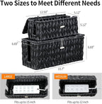 Black Cable Management Box,2 Pack Large & Medium Rattan Cable Organizer Box for Power Strip,2 Open Slots Cords Hider Box for TV Wires, Computer, Router, USB Hub and Under Desk Power Strip