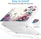 Mektron for MacBook Pro 13-inch Case 2022 2021 2020 Release A2338 M2 M1 A2289 A2251, Printed Plastic Hard Shell Cover for New MacBook Pro 13.3-inch Touch Bar Fits Touch ID, Butterfly Flower C077
