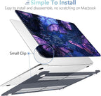 MEEgoodo for MacBook Air 13.3 inch Case 2021 2020 2019 2018 A2337 M1 A2179 A1932, Laptop Shell for MacBook Air M1 with Keyboard Webcam Cover & Trackpad Film & Type C Adapter,Purple & Blue Butterflies