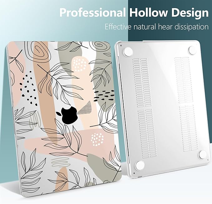 TWOLSKOO for M4 MacBook Air 13.6 inch Case 2025-2022 Release M4 A3240 M3 A3113 M2 A2681, Plastic Hard Shell & Screen Protector & Keyboard Cover & Trackpad Film, Tropical Leaves
