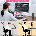 Computer Monitor Stand Riser with Drawer and Pen Holders, Desk Organizer Shelf and Accessories, Office Desk Accessories, Office Organization, Purple