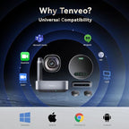 Tenveo 4K PTZ Conference Room Camera System Audio and Video Conferencing 12X Optical Zoom HDMI PTZ Camera and Bluetooth Speakerphone with 2 Expansion Mics Bundle Wide Angle for Large Remote Meetings