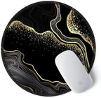 ITNRSIIET Round Mouse Pad with Stitched Edge Premium-Textured Waterproof Non-Slip Rubber Base Desktop Protection Mat Diameter 8.7 inches, Black Gold Marbling