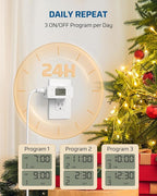 DEWENWILS 24 Hour Programmable Digital Timer Outlet, 2 Pack Timers for Electrical Outlets, Light Timer for Indoor Lamp Fan Aquarium, 1 Grounded Outlet, 125V/15A/1000W, 3 Prong, 1/2 HP