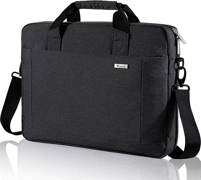 Voova Laptop Bag Case 17 17.3 Inch Computer Sleeve Messenger Bag with Shoulder Strap Expandable Waterproof Large Capacity Business Briefcase for Work Travel Fit 17-18” Laptop, Men Women, Black