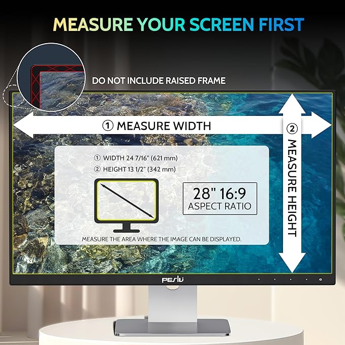 [2 Pack] 28 Inch Privacy Screen for Computer Monitor 16:9 Aspect Ratio, Eye Protection Anti Blue Light Glare Shield, 28inch Removable Black Blackout Anti Spy Desktop Security Private Filter