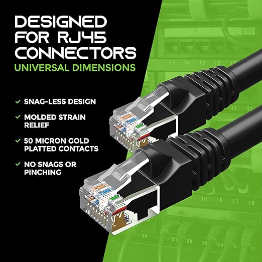 GEARIT 24-Pack, Cat5e Ethernet Patch Cable 6 Feet - Snagless RJ45 Computer LAN Network Cord, Black