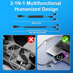 Coiled Multi Charging Cable - USB C Lightning Micro USB Cable 5 in 1 for Apple Carplay & Android Auto [MFi & PD60W & Data Sync] Coiled USB C Cable for iPhone 17 16 15 14 13 12 X Android Samsung Laptop