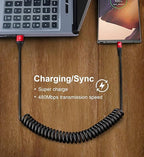 USB to USB C Cable Fast Charging 3ft, 2Pack Coiled USB C Charger Cable for Car, Android Auto USB Type C Charger Cord, USB-C Cable Compatible with iPhone 16/15/Plus/Pro Max/Samsung Galaxy A20 S20 - Red