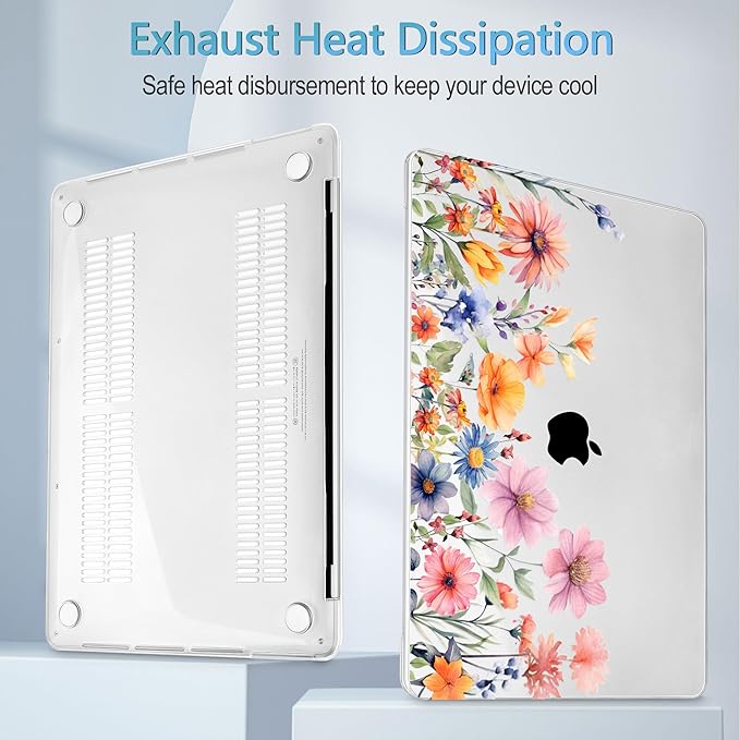Mektron for MacBook Air 13 Case A1466/A1369 (2010-2017 Release), Snap-on Plastic Hard Shell Cover for MacBook Air 13.3 inch with Keyboard Cover, Floral P165
