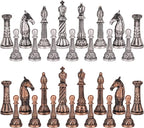Retro Metal Chess Set for Adults and Kids – Marbling Chess Board with Chess Pieces – Travel Chess Set with Metal Pieces – Folding Chessboard – Ideal for Beginners and Professional Players
