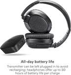 MEE audio Connect T1CMA Bluetooth Over-Ear Wireless Headphones Headset for TV with no Audio Delay; Includes Transmitter (Optical/AUX/RCA) and CinemaEAR Audio Enhancement for Seniors & Hard of Hearing