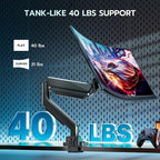 ARES WING Single Monitor Arm, Heavy Duty Adjustable Monitor Arm for 13"-45" Screens with USB, Gas Spring Desk Mount Stand with C Clamp/Grommet Mounting Base up to 40lbs Computer, Black