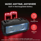 Pyle Wireless Portable Bluetooth Boombox Speaker - 120W Rechargeable Boom Box Speaker Portable Barrel Loud Stereo System - Flashing LED, FM Radio/Aux/MP3/USB Flash Drive/Micro SD, & 1/4" PPHP42B,Black