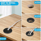 1-3/8" Black Desk Grommet, JTemgle Plastic Cable Hole Cover Computer Table Cord Wire Organizer Caps Desktop Cord Management for Home Office TV Stands Tabletops, 5 Pieces