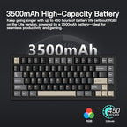 KEEBMONKEY WOBKEY Rainy 75 CNC Aluminum HMX/JWK/Cocoa Switches Triple-Mode Connectivity Mechanical Keyboard with Superior Acoustics, RGB/PP/Gradient Glass/3500mAh/Violet Switch (Standard - Black)