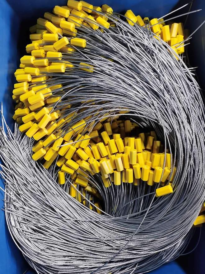 20" Cable Seals Tamper Proof Security Tags Steel Wire Seal Numbered Garden Marking Label Lock Strip Self-Locking Seal Length 50 CM (Pack of 100pcs)
