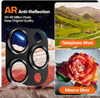 Camera Lens Protector for iPhone 16 Pro Max/16 Pro/iPhone 15 Pro Max/15 Pro/iPhone 14 Pro Max/14 Pro, Aluminum Alloy Sapphire Glass Camera Screen Cover, Case Friendly- Black Titanium