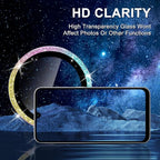 for Samsung Galaxy A06 Camera Lens Protector, Individual Metal Ring Tempered Glass Lens Cover, [Strong Adsorption] Scratch Resistant Ultra-Thin HD Clear Lens Cover, 1 Set-Colorful Sparkly