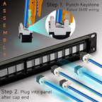 Cat6 Patch Panel 24 Port with Keystone, RJ45 Network Panel 19 Inch, Punch Down Keystone Ethernet Patch Panel with Back Bar