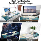Galdas Gaming Mouse Pad XXL XL Large Long Extended Big Mousepad Non-Slip Rubber Keyboard Mouse Pad with Stitched Edges for Laptop Home Office (31.5x11.8x0.08 Inch) -Clouds
