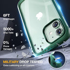 Miracase Glass Series for iPhone 12/12 Pro Case 6.1 inch, Upgraded Full-Body Rugged Phone Bumper Case Cover with Built-in 9H Tempered Glass Screen Protector and Camera Protector, Green