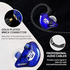 BASN in Ear Monitor Headphones for Musicians Audiophiles Drummers, Bsinger Pro Noise Isolating Earbuds with Dual Driver Dynamic Crystal Clear Sound (Pro Clear Blue)