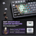 YUNZII B75 Mechanical Keyboard,75% Layout with Knob,Hot Swappable RGB Backlit Gasket Mounted, Creamy Typing, Double-Shot PBT Keycaps,Cherry Profile,for Win/Mac (Dark Grey, Cocoa Cream V2 Switch)