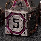 Metal DND Dice Set, Polyhedral Metallic Dice with Cracks for Dungeons and Dragons RPG TTRPG D&D 7-Die Set with Gift Case