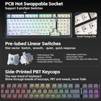 Aula F99 Keyboard Wireless Mechanical Keyboards Computer Bluetooth Gaming Keyboard Creamy Full Size Hot Swappable Custom RGB Backlit with 8000mAh Battery, Tri-Mode BT5.0/2.4GHz/USB-C (Gradient Grey)