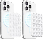 Klearlook 2Pack Magnetic Suction Phone Mount for MagSafe Case, Sticky Phone Grip Holder for iPhone, Removable Hands-Free Selfie/Video for TikTok Influencers, Women Girl Teen Gift, Transparent & White