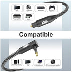 EMK Premium 90° Right-Angle Mini Toslink Cable (1.5Ft/0.5M) - 3.5mm Optical Digital Audio Cable for Sound Bars, TVs & Home Theater - SPDIF/Toslink Compatible, Black