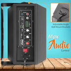 Pyle Wall Mount Home Speaker System - Active Passive Mountable Bookshelf Indoor Studio Garage Patio Stereo Sound Home Theater Speaker, Wireless Bluetooth Speaker Set W/ Aux & RCA - PDWR53BTBK (Black)
