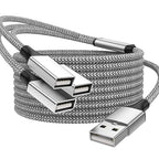 3.3FT USB A Male to 3 Female Extension Cable, USB Splitter 1 in 3 Out Support Charging and Data Transfer for Printer/Keyboard/Flash Drive/PlayStation/Laptop/LED Etc(Silver)