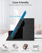 Wireless Charger with Desk Organizer, Pen Pencil Holder, Multifunctional Desktop Organizer, Office Supplies and Desk Accessories Organizer with 3 Compartments and 1 Phone Stand, PU Black