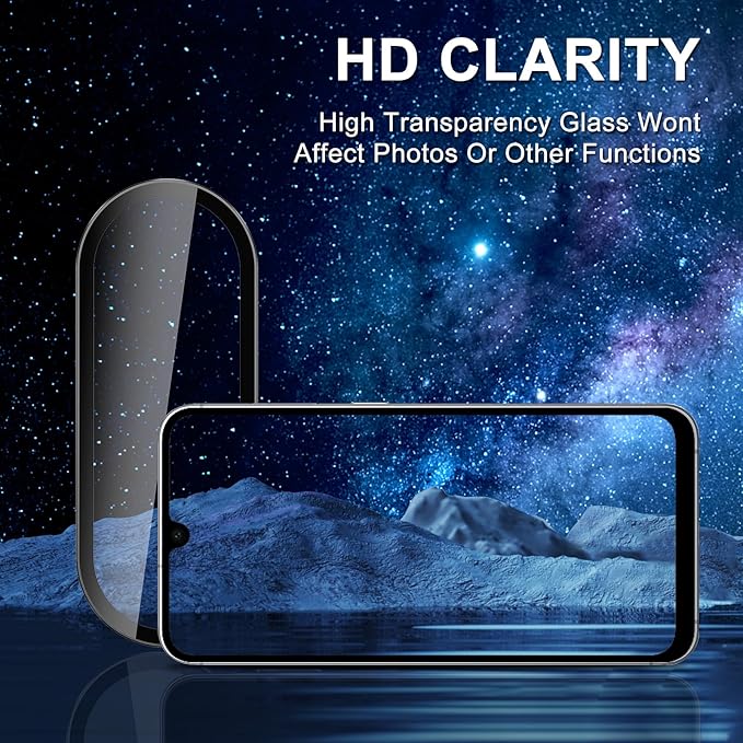 for Samsung Galaxy A26 Camera Lens Protector, Individual Metal Ring Tempered Glass Lens Cover, [Strong Adsorption] Scratch Resistant Ultra-Thin HD Clear Lens Cover, 1 Set-Black