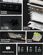 EPOMAKER X Aula F108 PRO Wireless Gaming Keyboard with Screen, 8000mAh Battery, 104 Hot-Swappable and Programmable Keys and Knob, RGB Backlight, for Mac/PC/Android (Grey&Yellow)